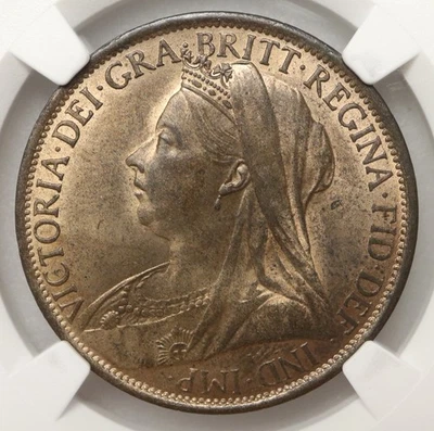 Great Britain - Penny - 1895 - Queen Victoria - Widow Head - NGC MS63 RB - Bild 1 von 4