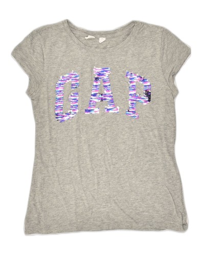 GAP Girls Graphic T-Shirt Top 11-12 Years XL Grey Cotton FT14