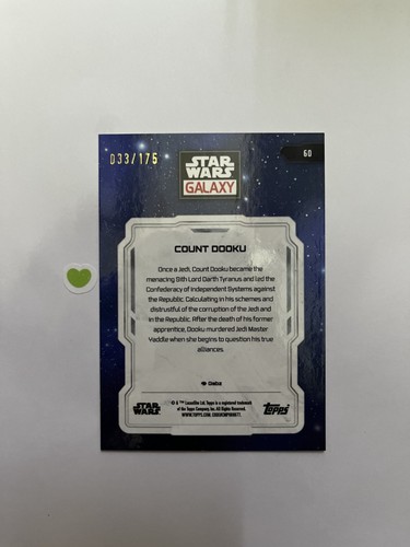 2024 Topps Star Wars Galaxy Count Dooku 033/175 #60 - Picture 2 of 2