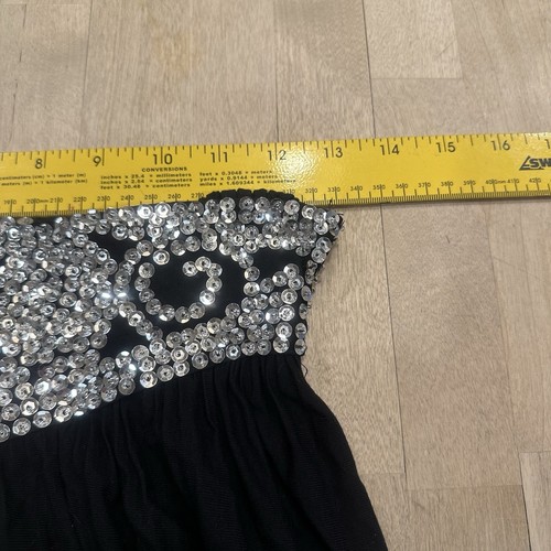 Maxi gonna nera vintage anni 80 thumsup Rayon M con paillettes Vacay Resort Party - Foto 6 di 8