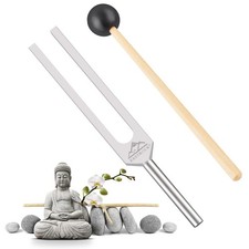 528 Hz Tuning Fork with Silicone Hammer and Cleaning Cloth,Clinical Grade Ner...