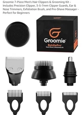 Groomie 7-Piece Men's Hair Clippers & Grooming Kit - Includes Precision Clipp...