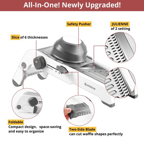 24-In-1 Mandoline Slicer for Kitchen with Waffle Fry Cutter Blade,Adjustable ... - Bild 2 von 8