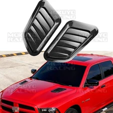For Dodge Ram Carbon Fiber Style Sport Front Car Hood Air Flow Vent Decor Trim
