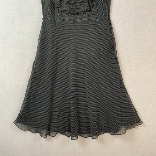 Vestido Lauren Ralph Lauren Mujer 10 Negro Lunares Seda Volantes Sin Mangas - Imagen 3 de 16