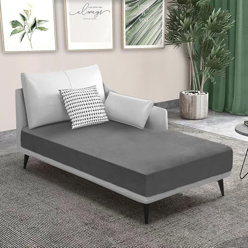 Sectional Couch Cushion Covers 1 Piece Velvet Separate L Chaise Lounge Grey - Picture 3 of 7