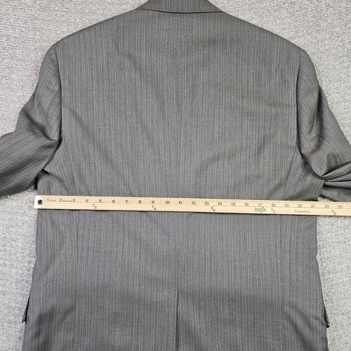 Hart Schaffner Marx Suit 42R Gray Stripe Wool Pants 36 Unhemmed Pleat Pants - Picture 12 of 20