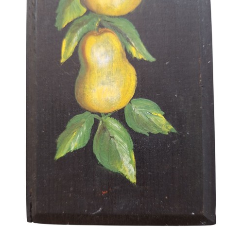 Vintage handbemalt Wandrelief Birnen und Gänseblümchen Blumen Volkskunst 18"x4" - Bild 8 von 16