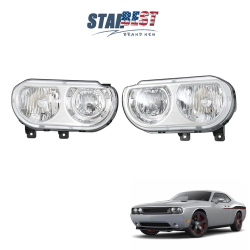 For Dodge Challenger 2008-2014 LH+RH Headlight Headlamps Clear Halogen Chrome - Bild 1 von 10