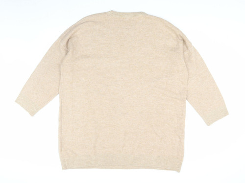 Next Women's Beige Sequin Bow Pullover Jumper XL - Picture 2 of 12