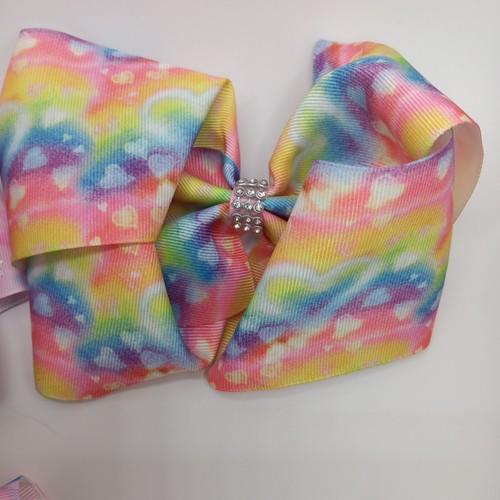 5 Jojo Siwa Hairbows Multicolor Tiedie Stars Grossgrain Fabric Rhinestone... - Picture 4 of 8