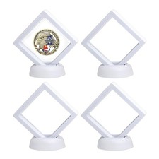 4 Pcs 3D Floating Frame Display Holder with Stand for Challenge Coin Jewelry