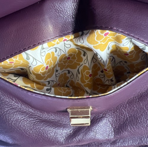 Emma Fox Eggplant Pebbled Leather Foldover Crossbody Bag Purse SHIPS FREE - Picture 17 of 17