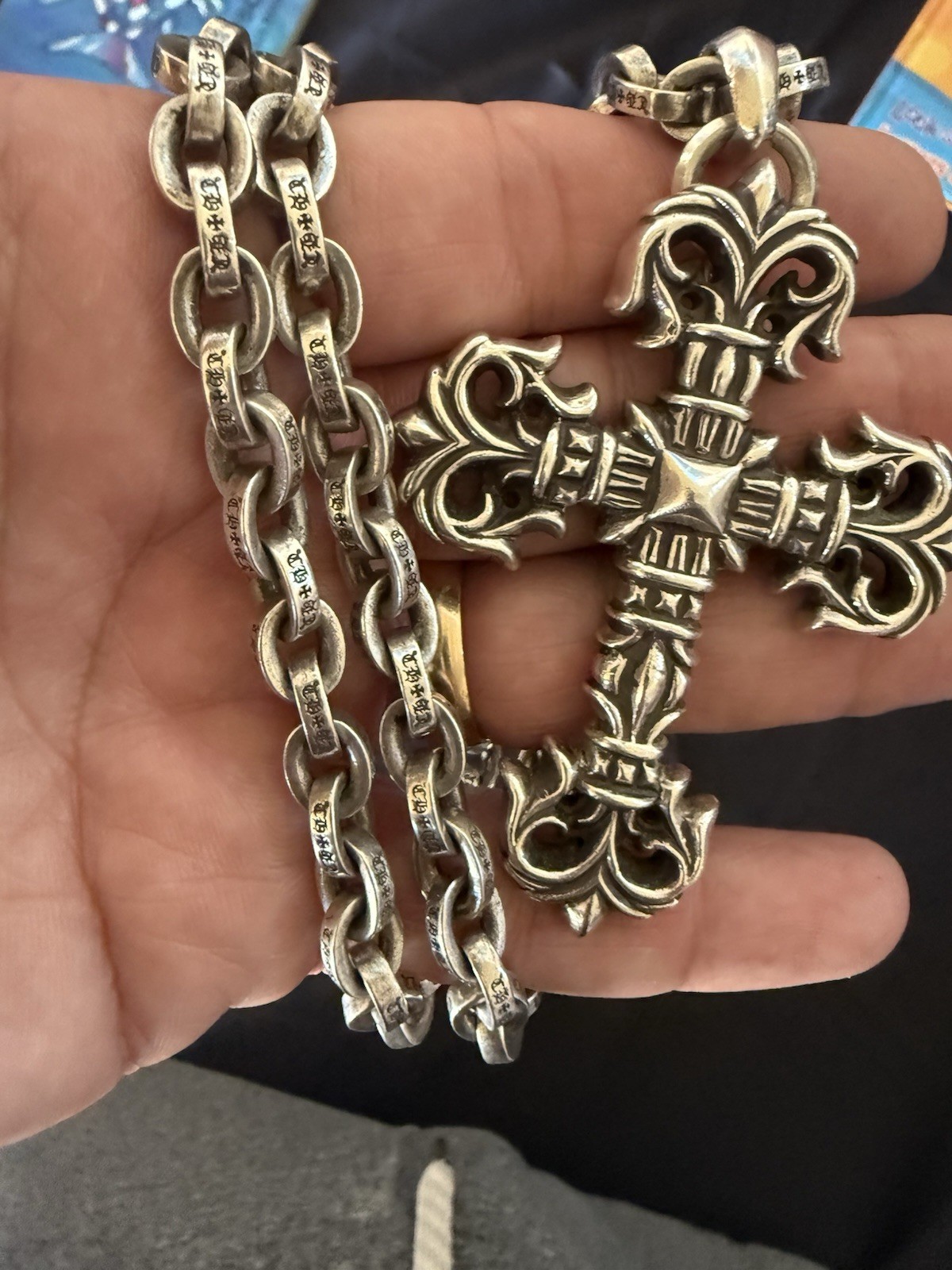 Chrome Hearts Sterling Silver 925 Cross Pendant Necklace for Men Signed, image 5 of 6