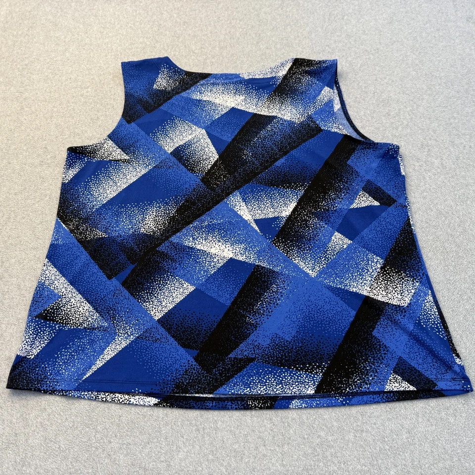 Camisa Kasper Mujer 2X Azul Negra Abstracta Oficina Profesional Madura Informal Foto 2 de 4