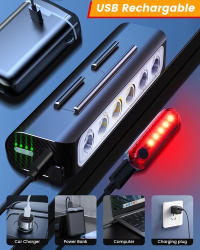 Bright 6 LED Bike Light for Night Riding, 15000 Lumen USB Rechargeable Bicycl... - Picture 6 of 7