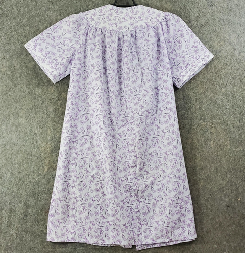 Dream Crest Robe Women 2X Purple Floral Print Snap Front Housecoat Dress Lounge - Picture 5 of 12