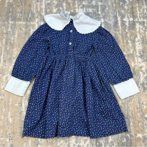 Vintage Hi-Girl Inc Blue Floral Mock Neck Prairie Dress 1980’s Size 6x - Picture 2 of 8