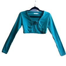 ZARA TRF Cotton Knit Open Longsleeve Shrug Cardigan W/Tie Turquoise Blue