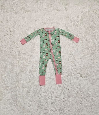Little Sleepies OG AQUA PUPS Zippy Pajamas 6-12 Months NWOT NEW