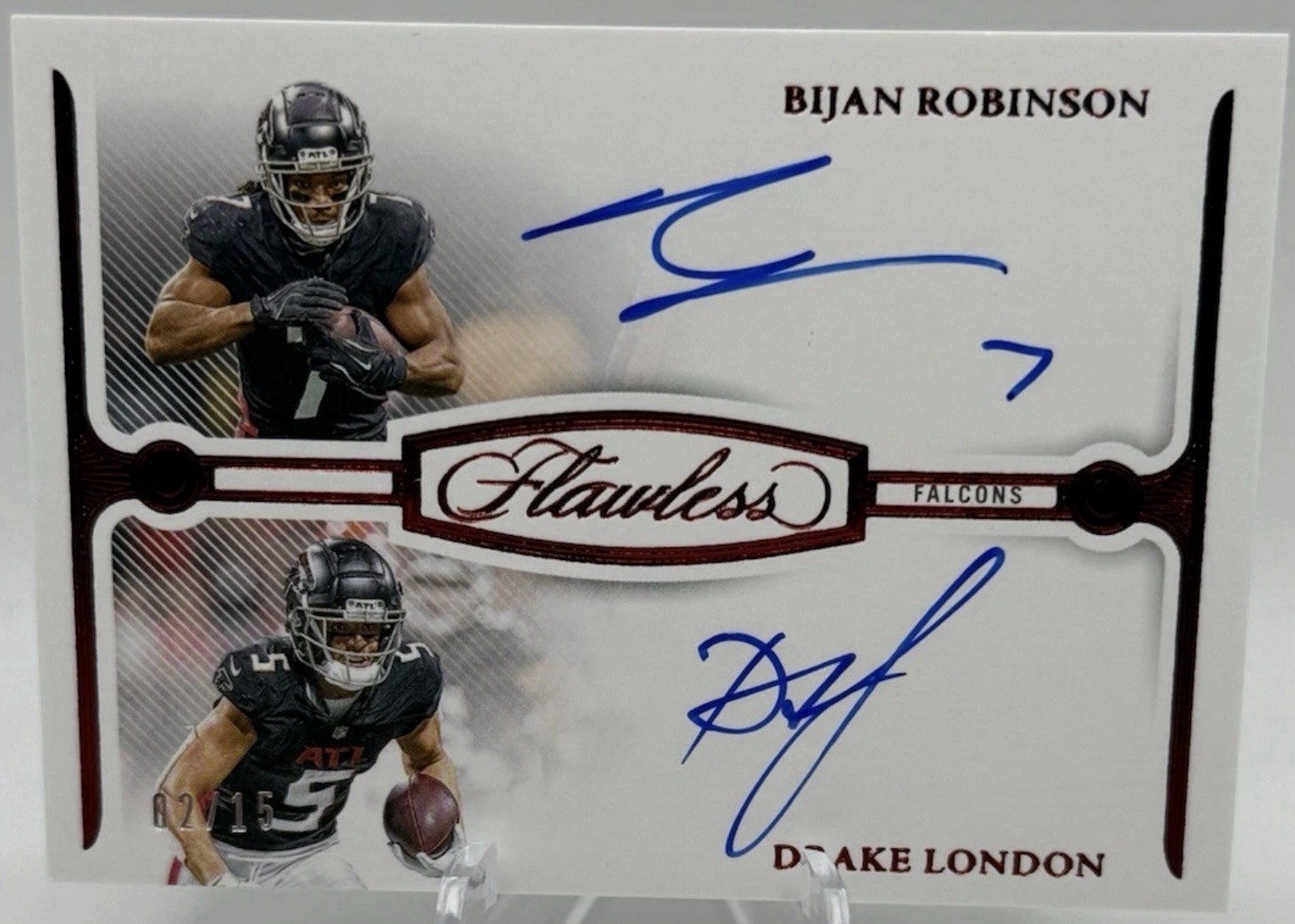 2024 Flawless Bijan Robinson & Drake London Dual Auto Sapphire /10 On Card Auto! view 1