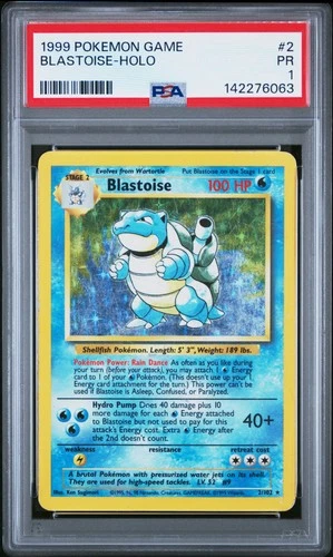 1999 POKEMON BASE SET UNLIMITED #2 BLASTOISE-HOLO PSA 1