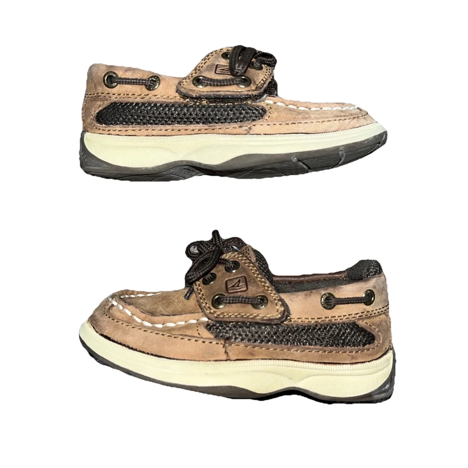 Sperry Boat Shoes Toddler Boys Size 7M Top Sider Brown Leather Casual - Image 2 of 4