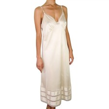 Vintage 70s Sears Full Slip Size 36 Champagne Nylon Lace Trim Romantic Feminine