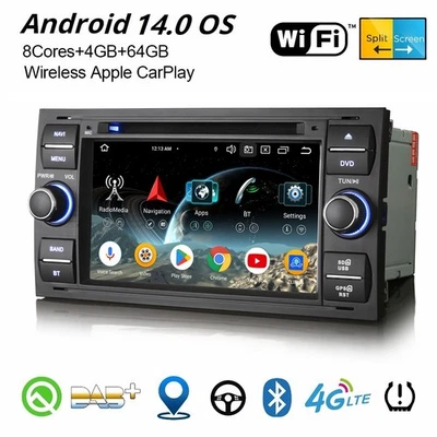 8-Kern Android 16 DAB+ Autoradio 64GB Navi CarPlay Ford Focus Kuga S-Max Transit - Bild 1 von 4