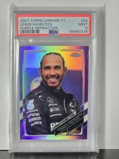 2021 F1 Lewis Hamilton 50 Topps Chrome Parallel /399 Purple Refractor 1 PSA 9