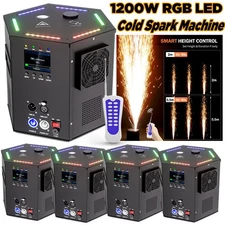 4PC RGB LED Cold Spark Machine 1200W Stage Effect DMX Firework Wedding 6.6-9.8ft