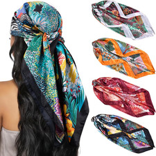 4PCS Head Scarf for Women 35  Head Scarves Silk Like Satin Neck Scarfs Square Ba