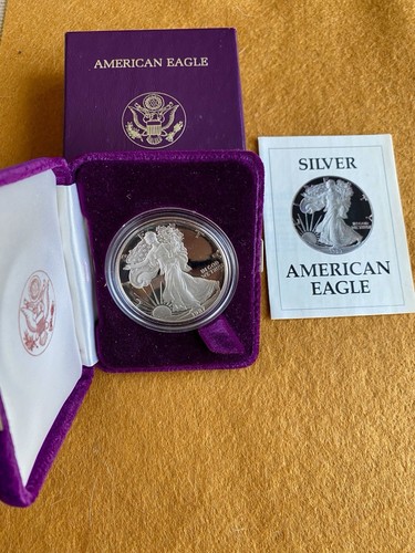 1987-S SILVER AMERICAN EAGLE ONE DOLLAR PROOF - With Case, Box, COA
