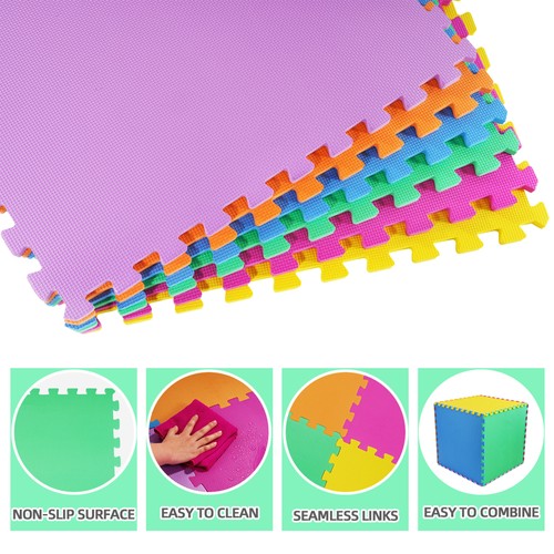 BalanceFrom 24 Sq Ft Interlocking EVA Foam Exercise Mat Tiles, Multi (Open Box) - Picture 8 of 12