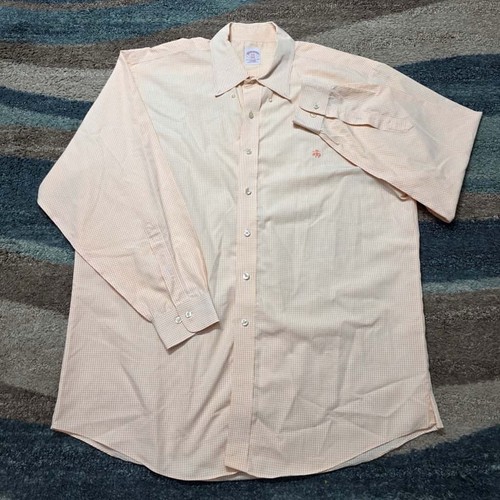 Brooks Brothers XXL Orange Gingham Check Dress Shirt Long Sleeve Cotton - Picture 2 of 7