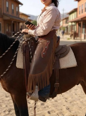 Handmade Suede Western Chinks: Cowboy Riding Chaps with Fringe