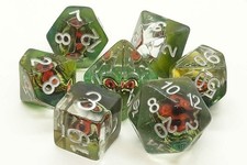 Old School 7 Piece DnD RPG Dice Set: Infused - Dragon Eye - Mist