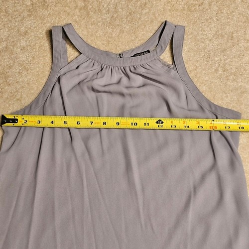 Express Chiffon vorne gesmoktes Göttin Ausschnitt Tank Top grau silber Medium - Bild 11 von 11