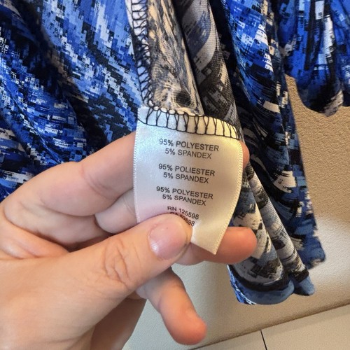 Ellen Tracy Long Sleeve Cardigan Jacket Cover Blue White Black Pattern Large - Picture 11 of 14