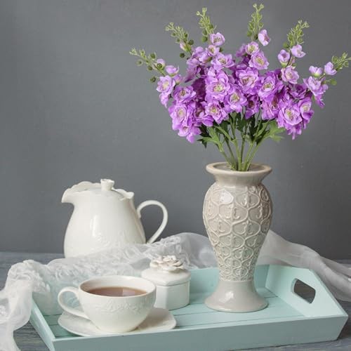 6PCS Delphinium Artificial Flowers 29.52" Long Stem Fake Larkspur Silk Purple - Bild 4 von 7