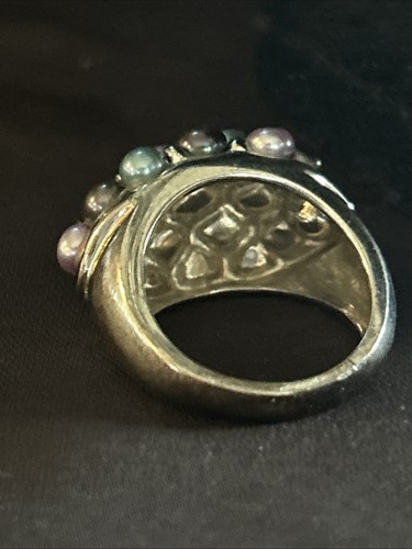 Honora Perlen Cluster lila blau Tahiti Sterlingsilber Ring & Halskette - Bild 3 von 8