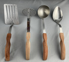 4 Vintage CUTCO Wood Handle Stainless Steel Serving Utensils #'s 12,14,15 & 16