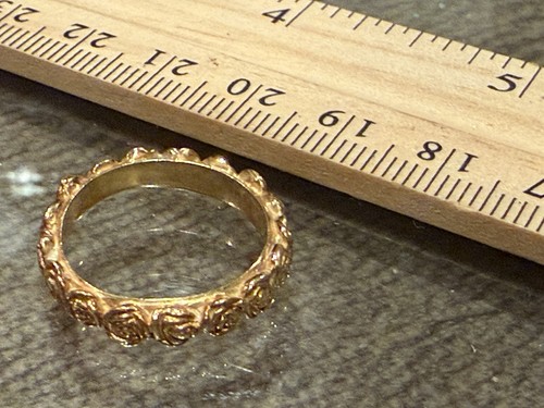 18k carrera y carrera Flower Rose Eternity Ring Band Size 6.5 Stackable Yellow - Picture 2 of 11