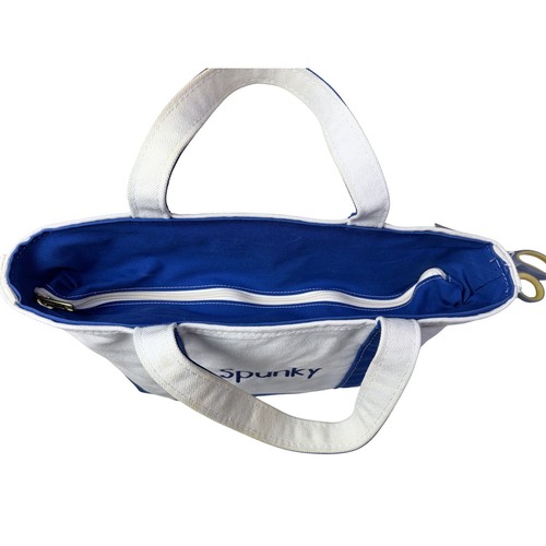 Borsa LLBean Barca e Tote Bag Blu Bianca Tela Cerniera Personalizzata Spunky - Foto 15 di 15