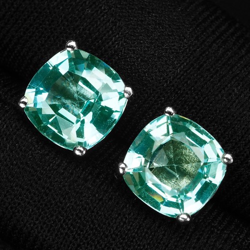 Seafoam Green Paraiba Tourmaline 6.55Ct 925 Sterling Silver Handmade Earrings - Picture 3 of 5