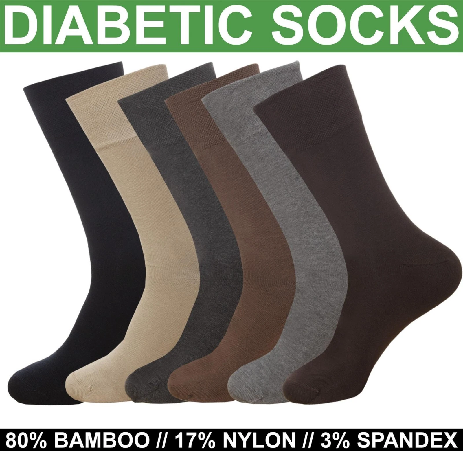 Collection of extra wide diabetic bamboo socks