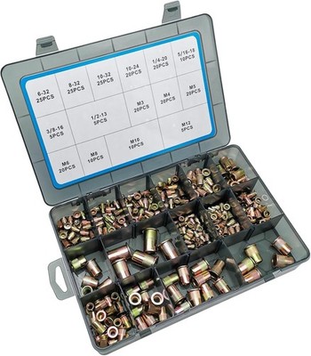 240-PCS Rivet Nuts Assortment Kit, SAE and Metric Rivnuts Kit, Nutsert Kit, Flat