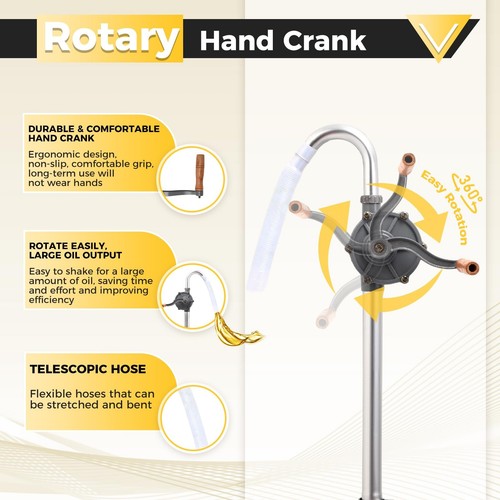 Aluminum Heavy Duty Barrel Hand Pump - Fits 5 to 55 Gallon Drum - With 35" Ex... - Picture 4 of 7