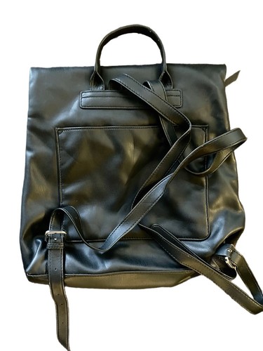 DKNY Black Tilly Medium Logo Foldover Bag Backpack - Picture 2 of 6