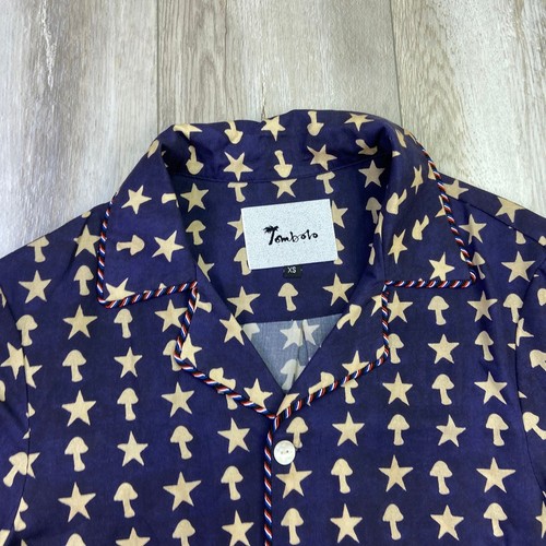 Tombolo Oh Shitake Hemd Herren XS blau weiß Stars n' Shrooms Knopfleiste Taschen - Bild 2 von 10